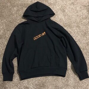 Stylish Black Hoodie with Orange Text
